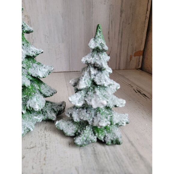 transpac Pine green tree glitter unique home decor Xmas figure set - Picture 2 of 8